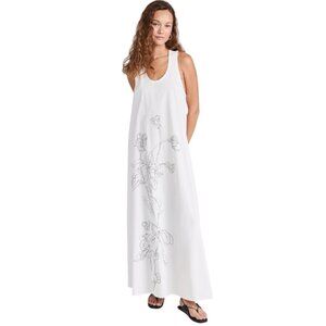 Lee Matthews Maggie Maxi Dress Womens 1 Smal Black White Embroidered Sleeveless
